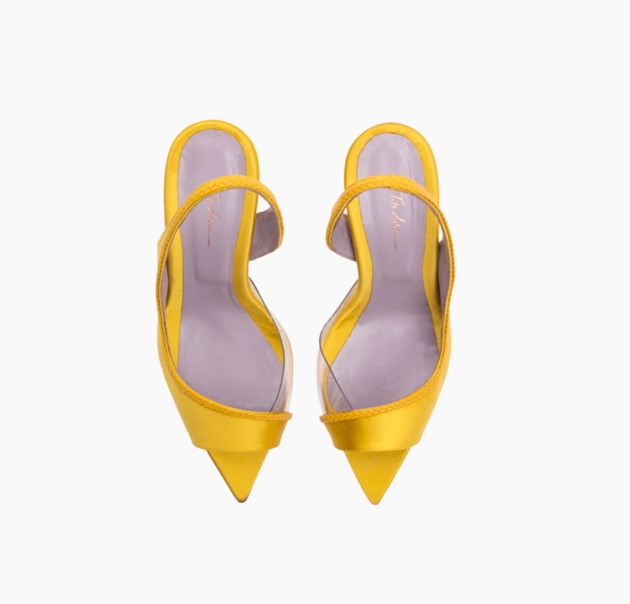 yellow pointed toe heels