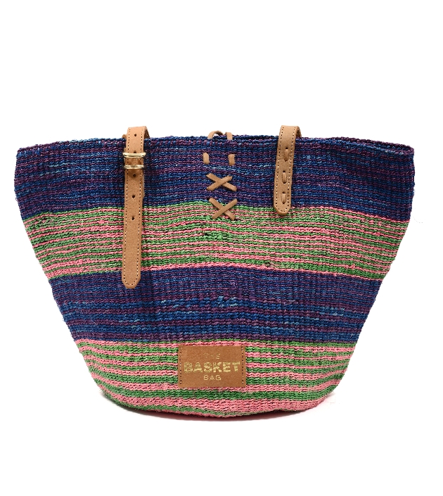 blue stripe and coloured stripe tote bag 