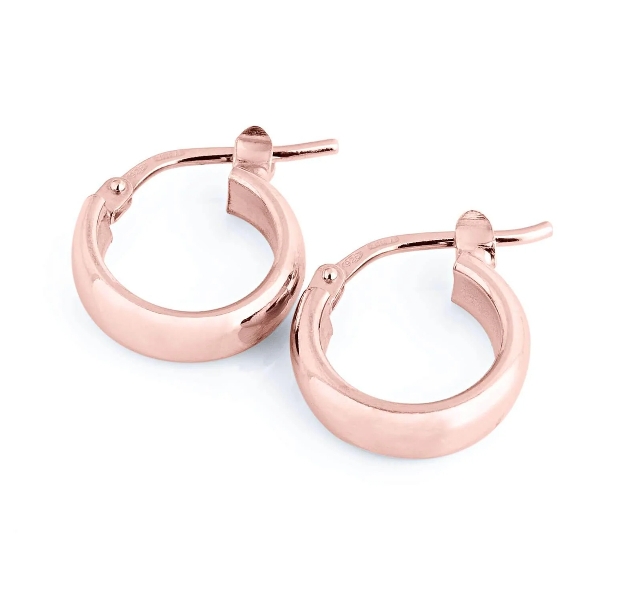 a pair of chunky rose gold hoops