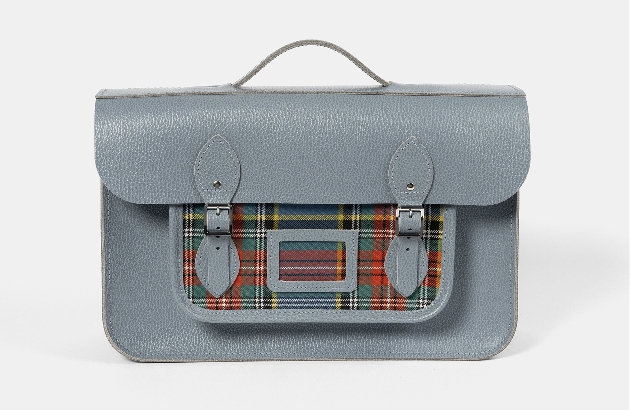 french grey and tartan bag