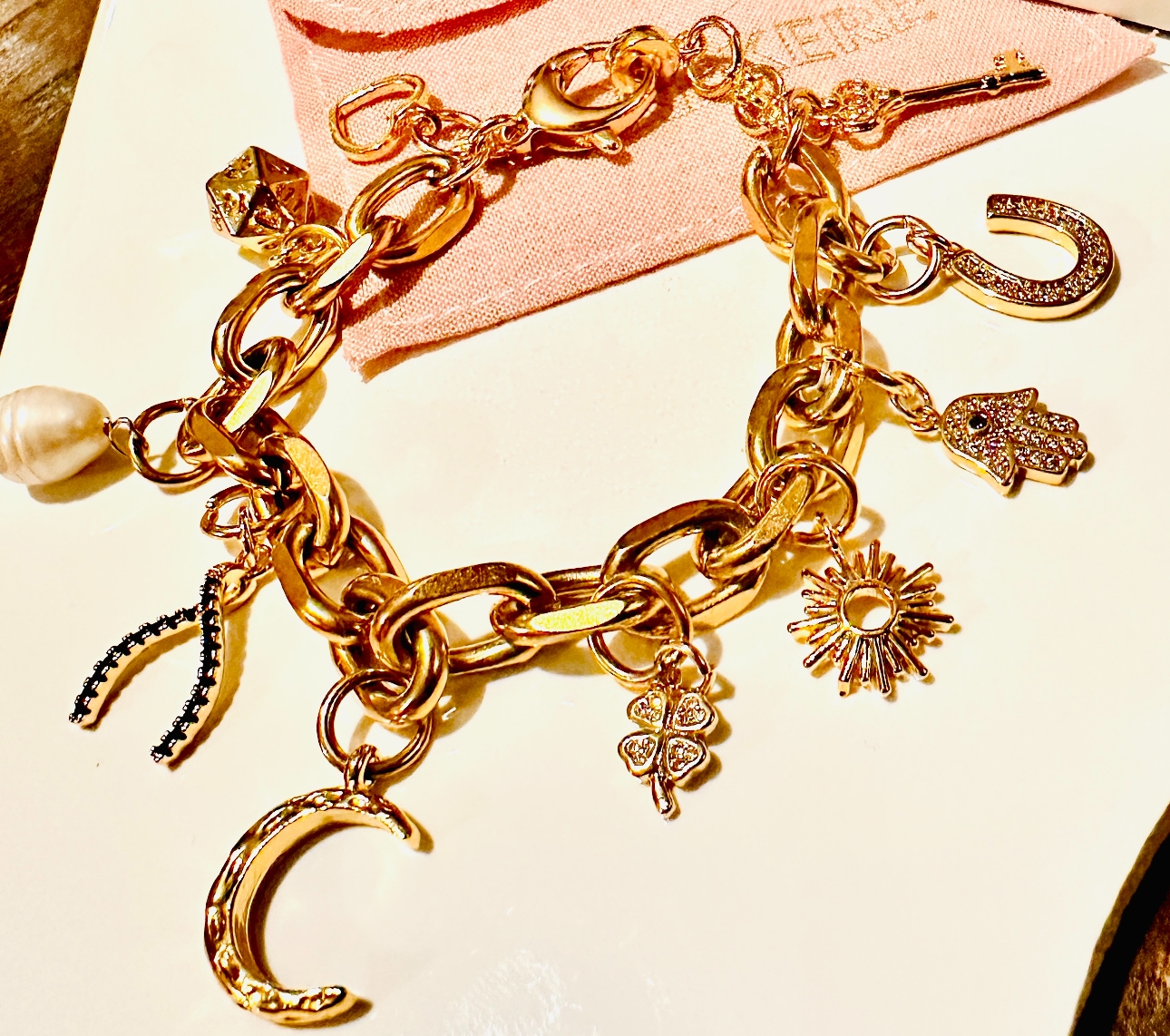 chunky gold charm bracelet
