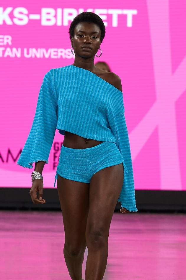 Model walking for Graduate Fashion Week 