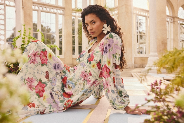 A model showcasing RHS and Love & Roses new collection